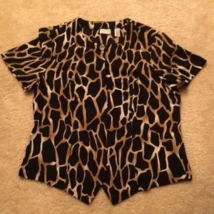 Women’s Animal print blouse, short-sleeve, Medium